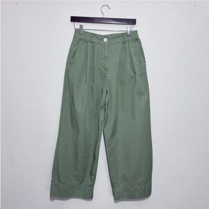 LOFT Wide Leg Pleated Green Pants Size 4P